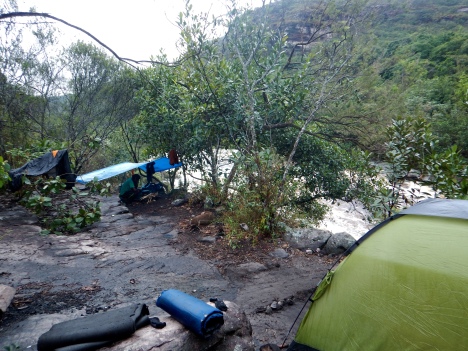 Day 3 Campsite (Note Surging River Post-Rainstorm)