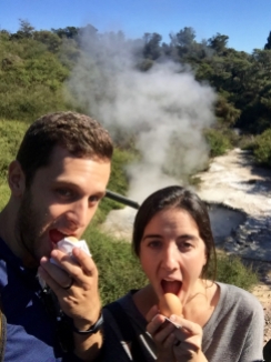 Eating Cooked Eggs Made in Geothermal Pool